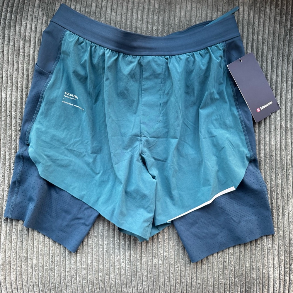 lululemon athletica Teal and Navy Two-in-One Athletic Shorts